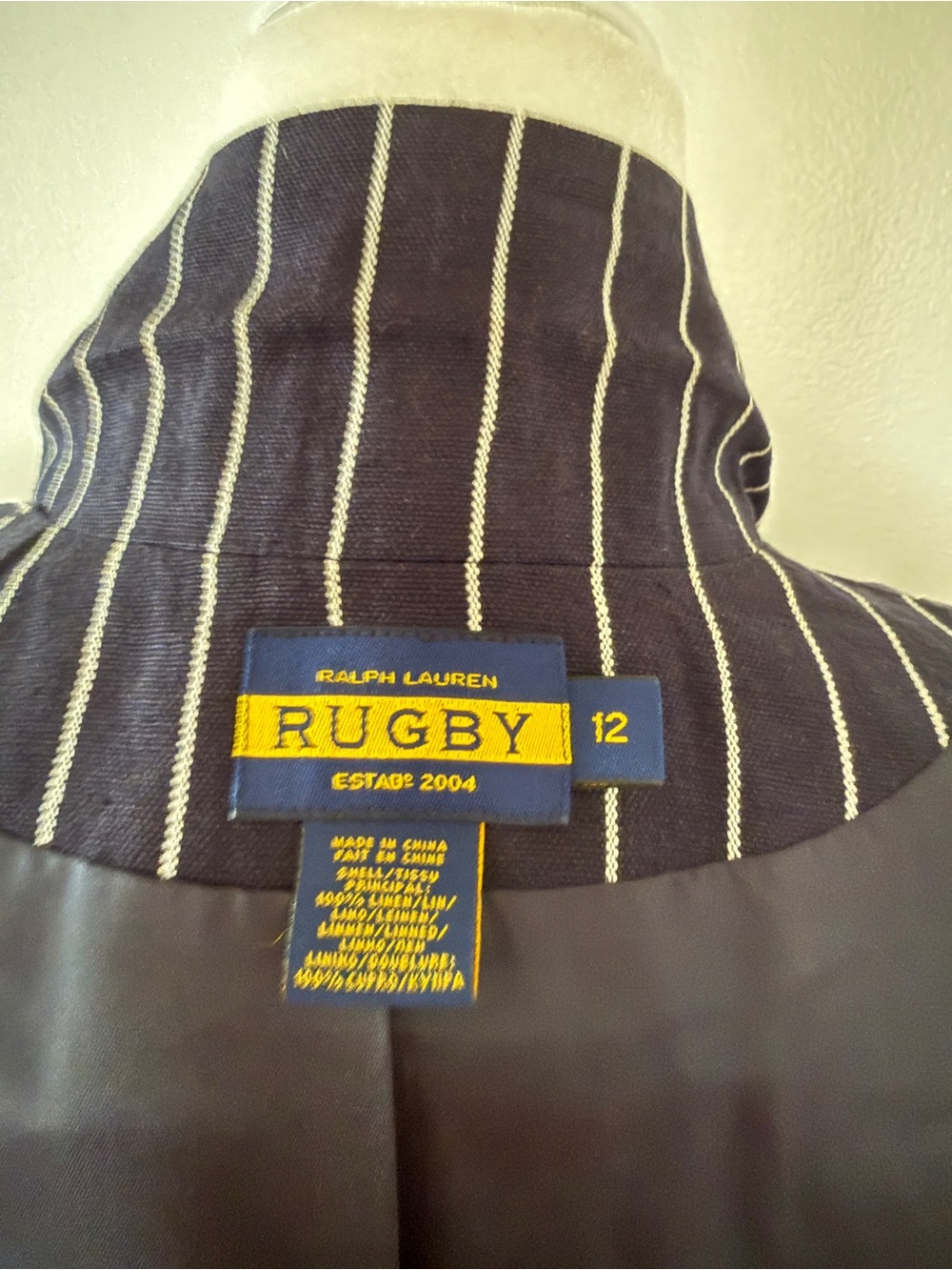 Ralph Lauren Rugby Navy Jacket with White Pinstripes